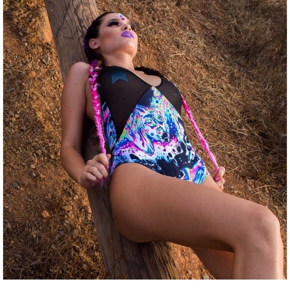 Rave Clothes Acid Sky Rave Bodysuit Rave Outfits Freedom Rave Wear